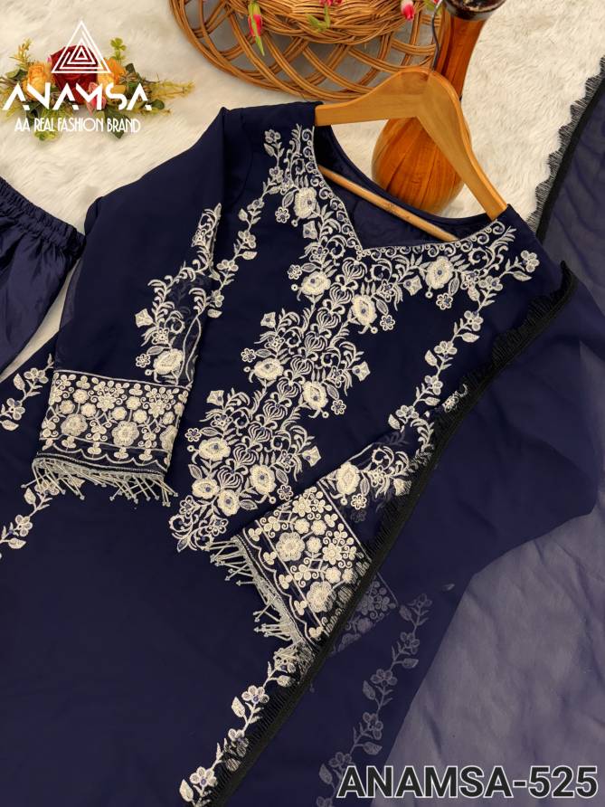 Anamsa 525 Faux Georgette Embroidery Pakistani Suit Wholesale Market In Surat